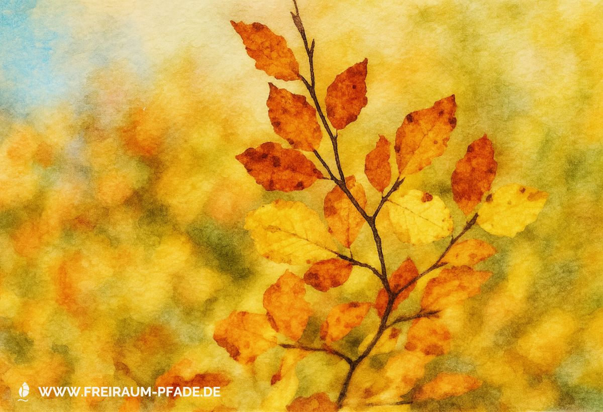 herbstlich leuchtendes Buchenlaub – Sinnbild für stille Waldmomente, Naturverbindung und innere Einkehr