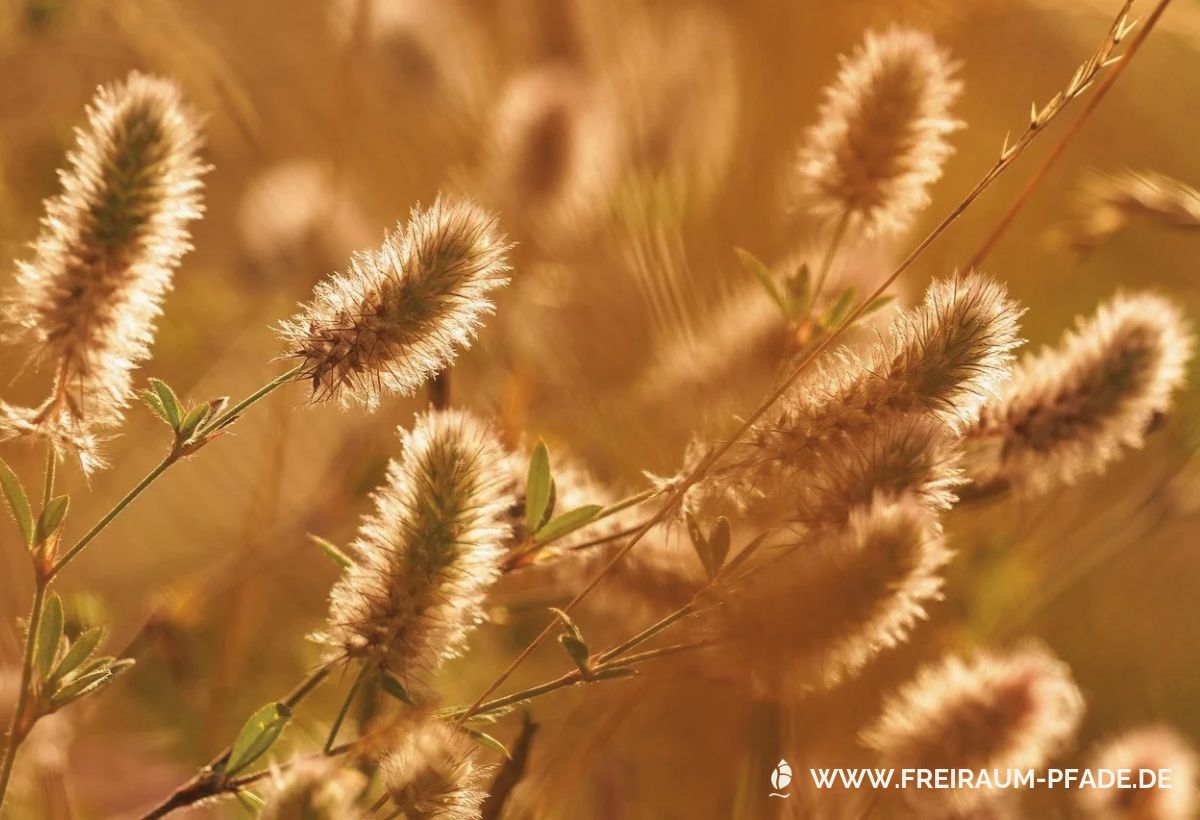 flauschige Gräserähren im Gegenlicht der Sonne golden leuchtend